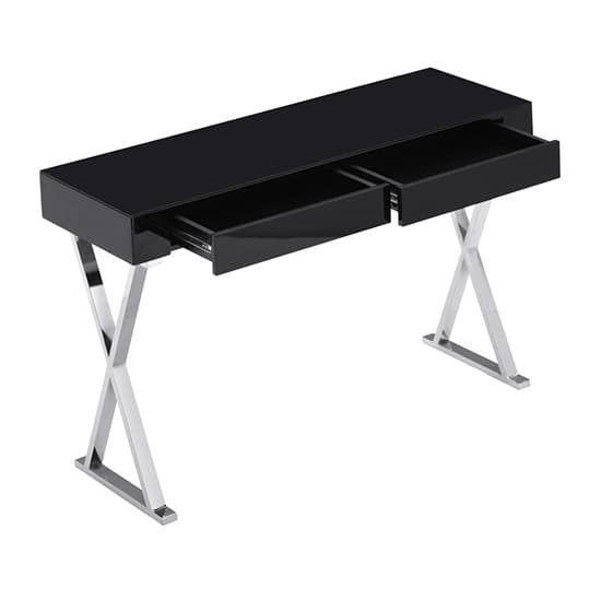 Mayetta Glass Top High Gloss Console Table In Black