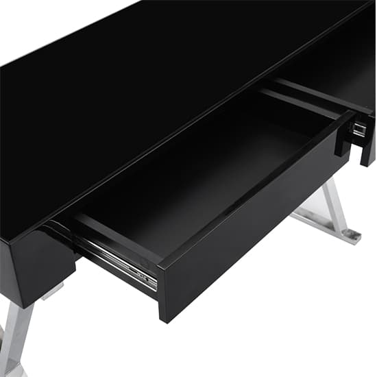 Mayetta Glass Top High Gloss Console Table In Black