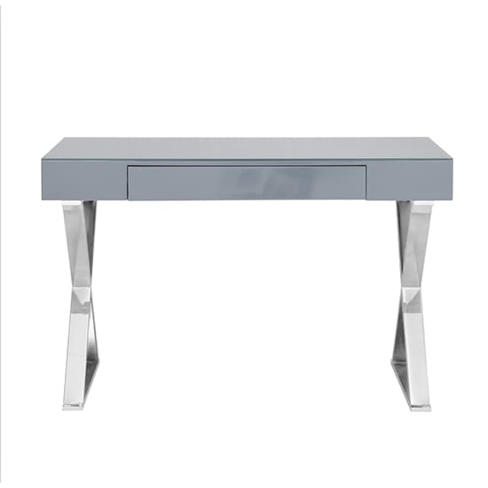 Mayetta Glass Top High Gloss Laptop Desk In Grey