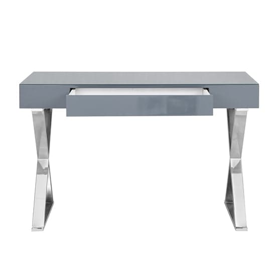 Mayetta Glass Top High Gloss Laptop Desk In Grey