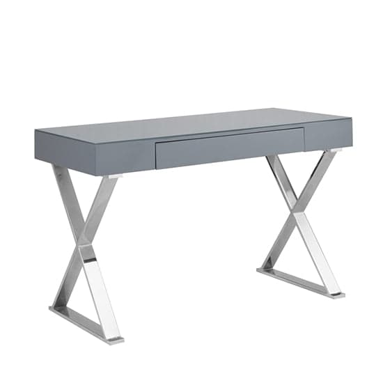 Mayetta Glass Top High Gloss Laptop Desk In Grey