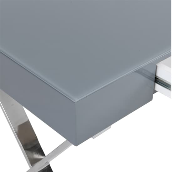 Mayetta Glass Top High Gloss Laptop Desk In Grey