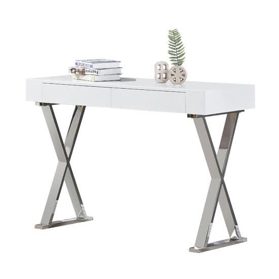 Mayetta High Gloss Console Table In White