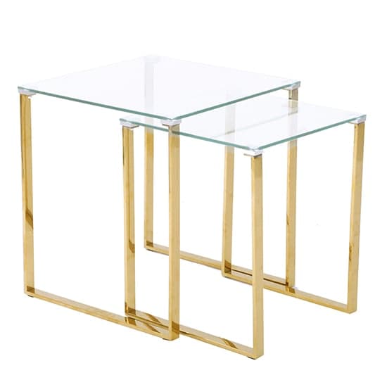 Medellin Clear Glass Nest of 2 Tables With Gold Legs