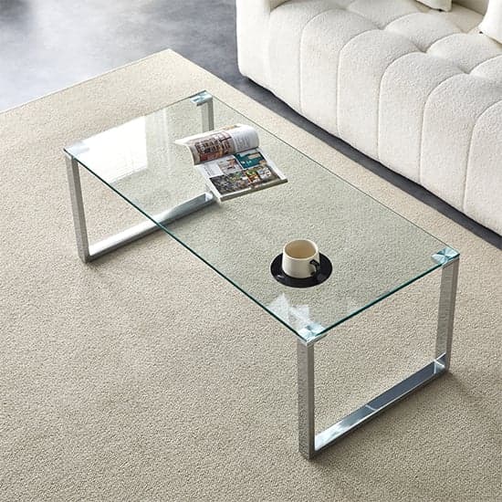Medellin Clear Glass Rectangular Coffee Table With Chrome Legs
