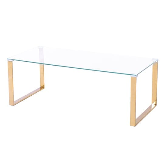 Medellin Clear Glass Rectangular Coffee Table With Gold Legs