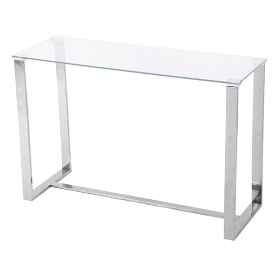 Medellin Clear Glass Rectangular Console Table With Chrome Legs