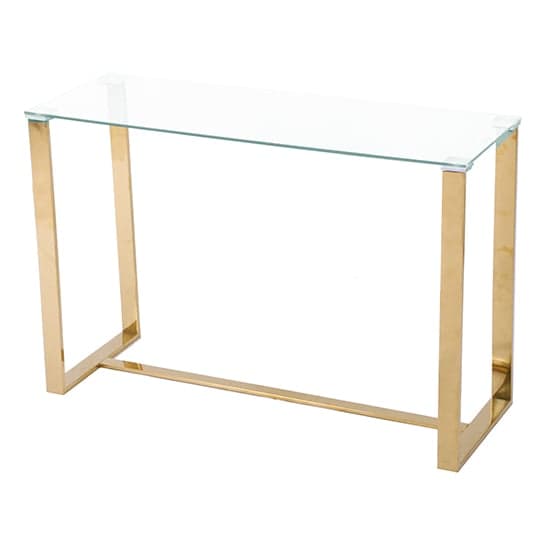 Medellin Clear Glass Rectangular Console Table With Gold Legs