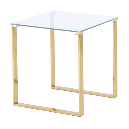 Medellin Clear Glass Side Lamp Table With Gold Legs