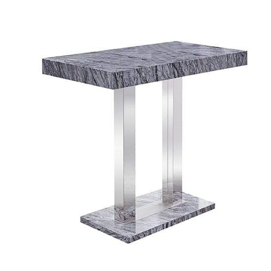 Cortina Melange Marble Effect High Gloss Bar Table In Dark Grey