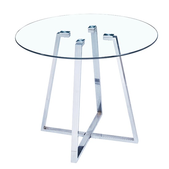 Mendon Round Clear Glass Top Dining Table With Chrome Legs