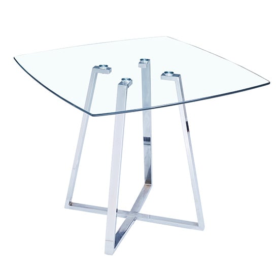 Mendon Square Clear Glass Top Dining Table With Chrome Legs