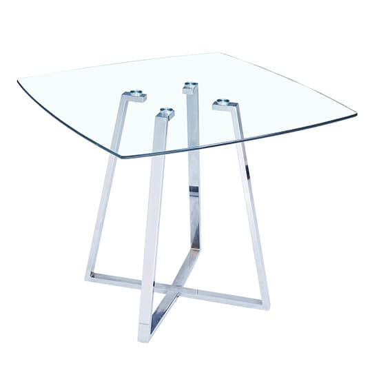 Mendon Square Glass Dining Table With 2 Petersburg Grey White Chairs