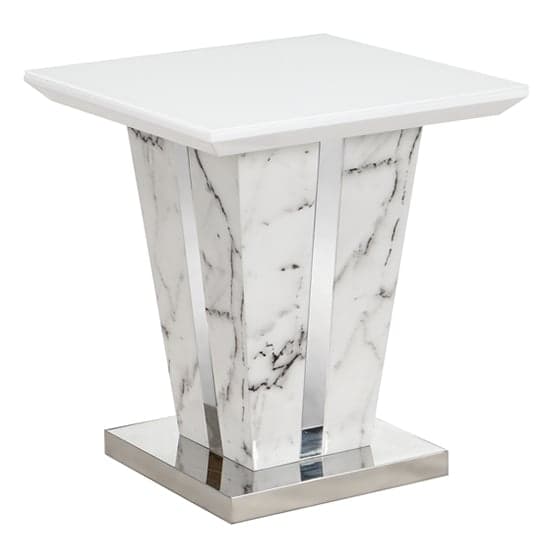 Merrill Gloss Lamp Table In Diva Marble Effect With Glass Top