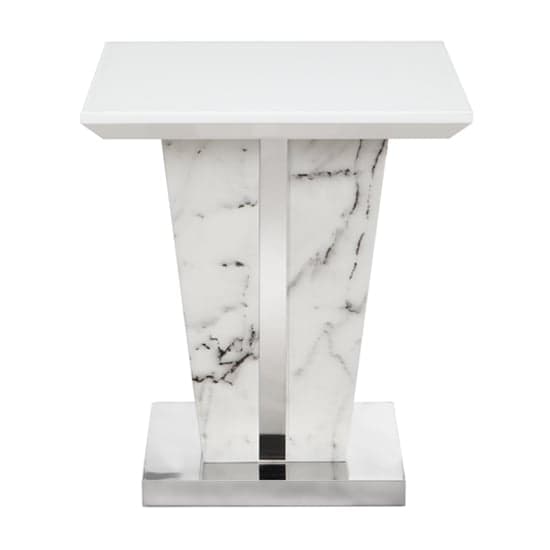 Merrill Gloss Lamp Table In Diva Marble Effect With Glass Top