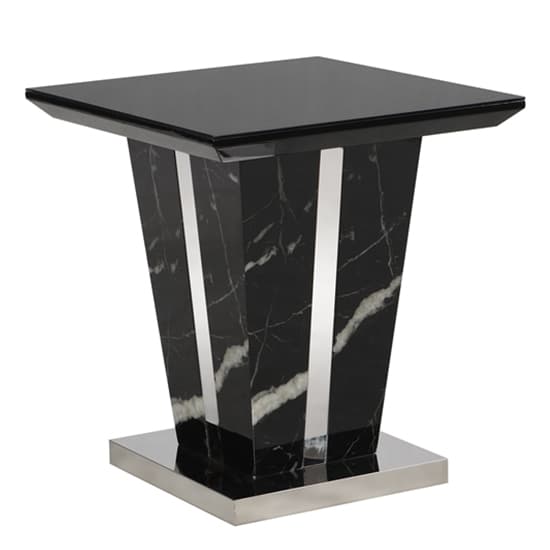 Merrill Gloss Lamp Table In Milano Marble Effect With Glass Top