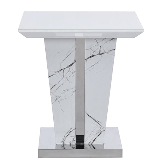 Merrill Gloss Lamp Table In Vida Marble Effect With Glass Top