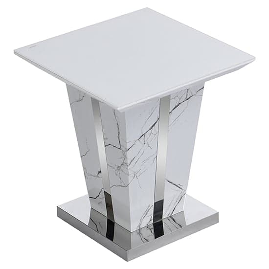 Merrill Gloss Lamp Table In Vida Marble Effect With Glass Top