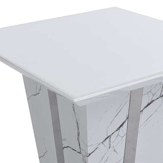 Merrill Gloss Lamp Table In Vida Marble Effect With Glass Top