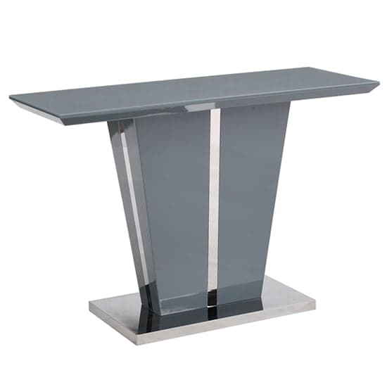 Merrill High Gloss Bar Table In Grey With Glass Top