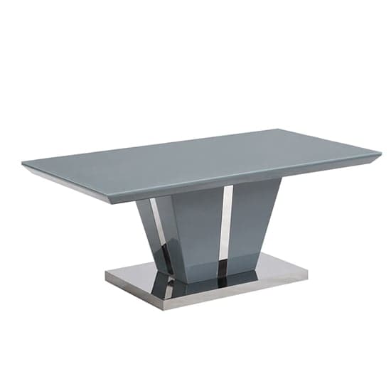 Merrill High Gloss Coffee Table In Grey With Glass Top