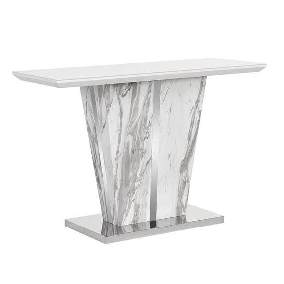 Merrill High Gloss Console Table In Filo Marble Effect Glass Top