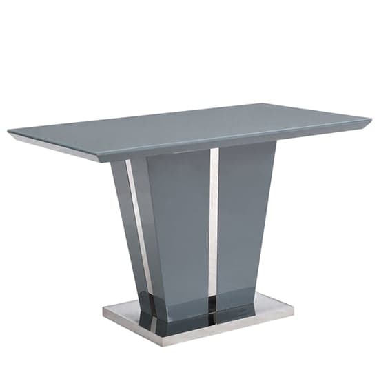 Merrill High Gloss Console Table In Grey With Glass Top