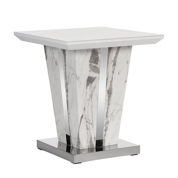 Merrill High Gloss Lamp Table In Filo Marble Effect Glass Top