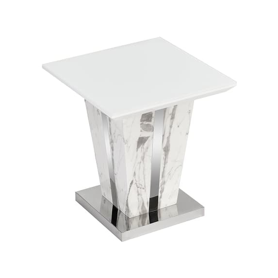 Merrill High Gloss Lamp Table In Filo Marble Effect Glass Top