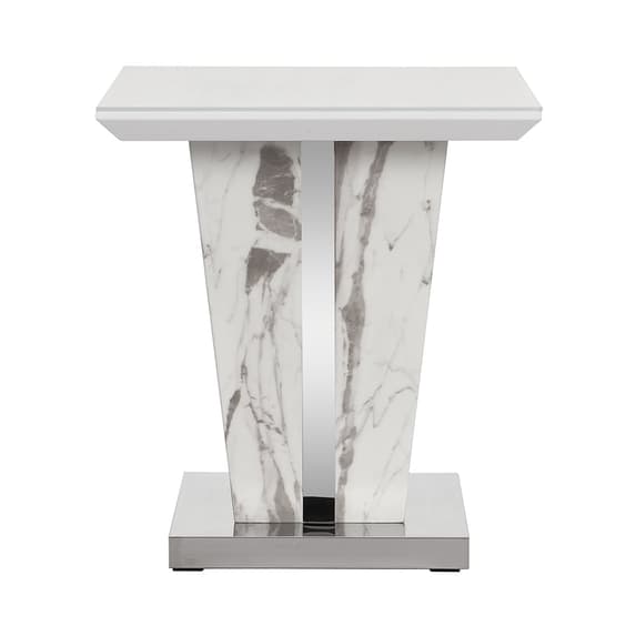 Merrill High Gloss Lamp Table In Filo Marble Effect Glass Top