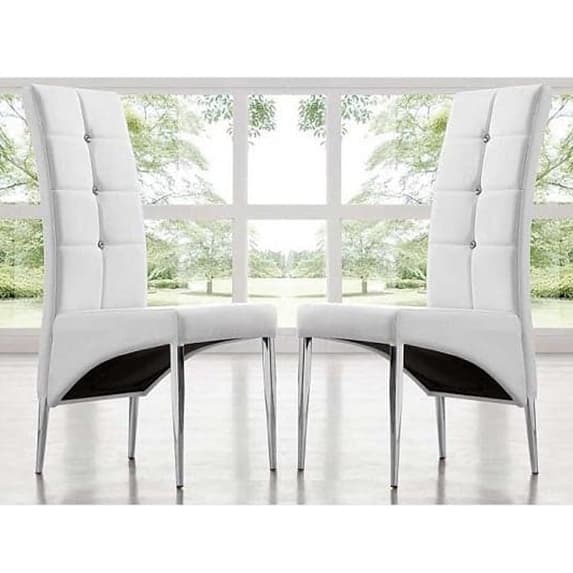 Merrill Large Filo Effect Dining Table 6 Versilia White Chairs