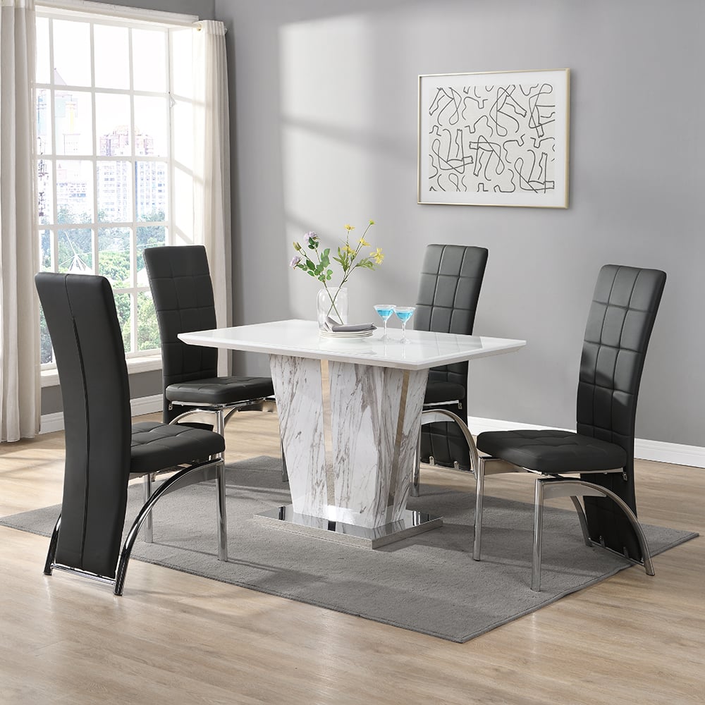 Merrill Small Filo Effect Dining Table 4 Riverton Black Chairs