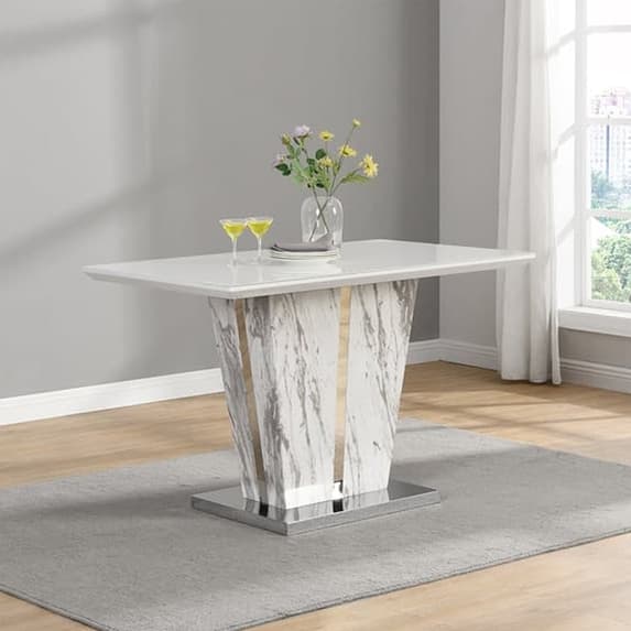 Merrill Small Filo Effect Dining Table 4 Versilia Grey Chairs