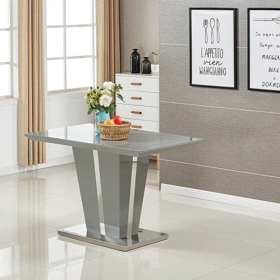 Merrill Small Grey Gloss Dining Table 4 Sylvania Grey Chairs