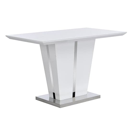 Merrill Small High Gloss Dining Table In White With Glass Top