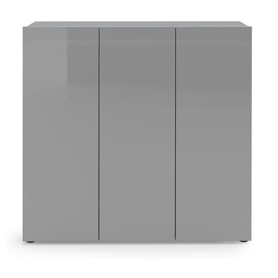 Mescalero High Gloss Shoe Cabinet 3 Doors 10 Shelves In Grey