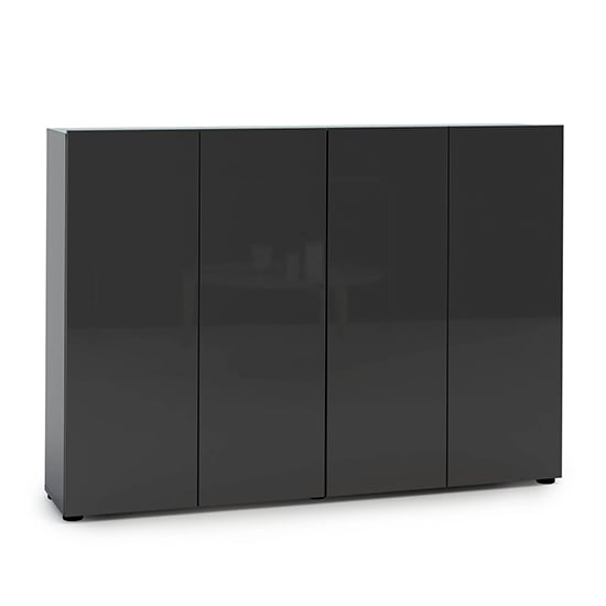 Mescalero High Gloss Shoe Cabinet 4 Doors 10 Shelves In Anthracite