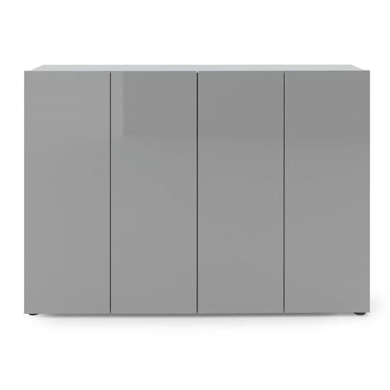 Mescalero High Gloss Shoe Cabinet 4 Doors 10 Shelves In Grey