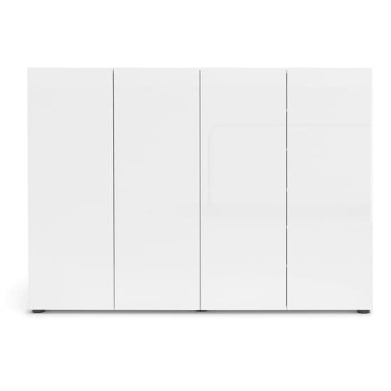 Mescalero High Gloss Shoe Cabinet 4 Doors 10 Shelves In White