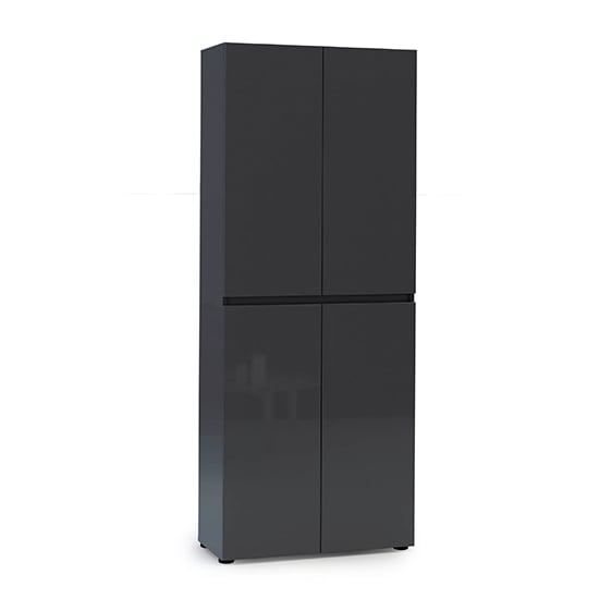 Mescalero High Gloss Shoe Cabinet Tall 4 Doors In Anthracite