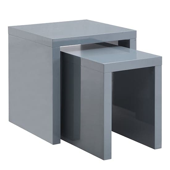 Metairie Square High Gloss Set Of 2 Nesting Tables In Grey