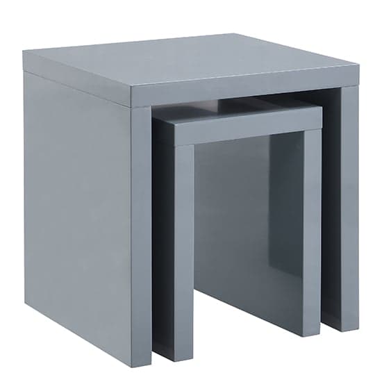 Metairie Square High Gloss Set Of 2 Nesting Tables In Grey