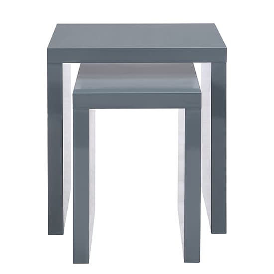 Metairie Square High Gloss Set Of 2 Nesting Tables In Grey