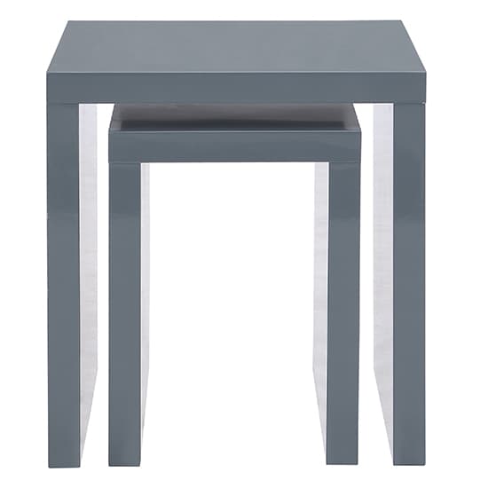 Metairie Square High Gloss Set Of 2 Nesting Tables In Grey