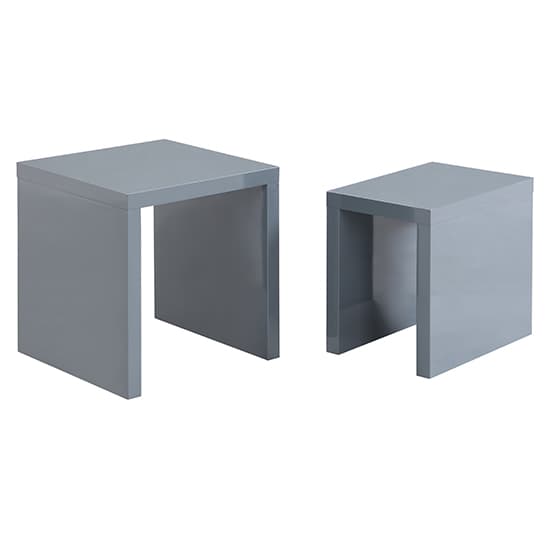 Metairie Square High Gloss Set Of 2 Nesting Tables In Grey