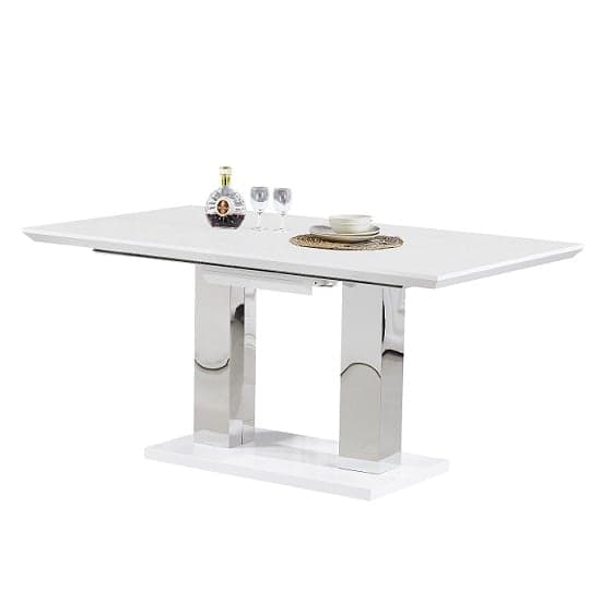 Montreal Small Extending High Gloss Dining Table In White