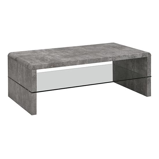 Monza Coffee Table In Concrete Effect With Glass Undershelf