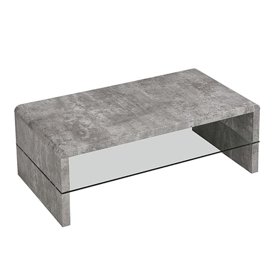 Monza Coffee Table In Concrete Effect With Glass Undershelf