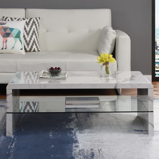 Monza High Gloss Coffee Table In Diva Marble Effect