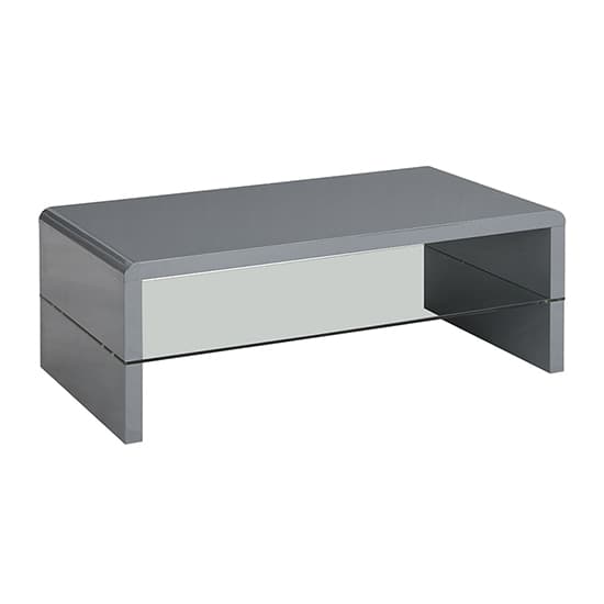 Monza High Gloss Coffee Table In Grey With Glass Undershelf